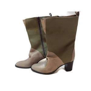 J.Crew Fall 2011 Canvas Leather Heel Boots sz 7